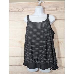 Beach Diva Swim Top Women Size 18W Tankini Swimwear Black/White EUC